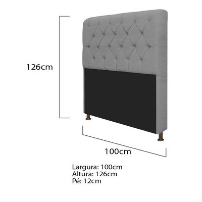 Kit Cabeceira Lady Recamier Félix 100cm Solteiro Cinza