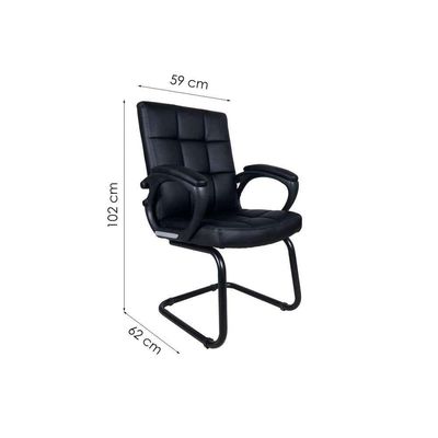 Conjunto de Mesa New com Cadeira de Escritório Interlocutor Fixa Charles Preta