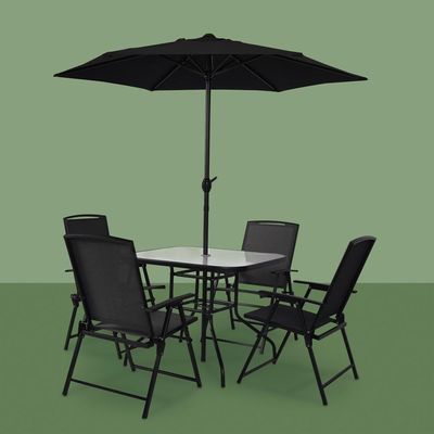 Conjunto De Jardim Chicago Preto Com Ombrelone Mor Life
