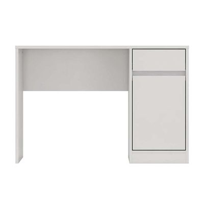 Conjunto de Mesa Morada 1 PT 1 GV Branca com Cadeira de Escritório Interlocutor Fixa Charles Preta