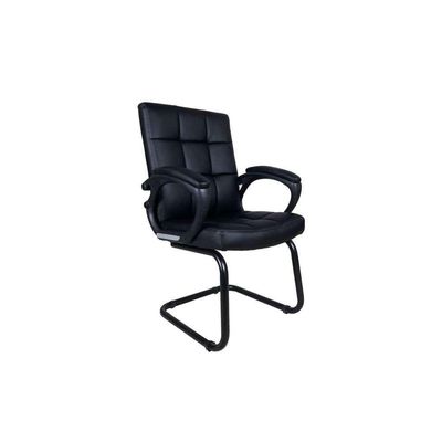 Conjunto de Mesa Morada 1 PT 1 GV Branca com Cadeira de Escritório Interlocutor Fixa Charles Preta