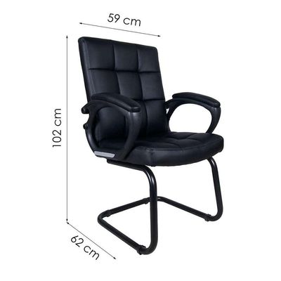 Conjunto de Mesa Morada 1 PT 1 GV Branca com Cadeira de Escritório Interlocutor Fixa Charles Preta