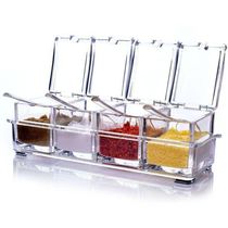 Kit Porta Condimentos Temperos Acrílico Crystal Seasoning Kit
