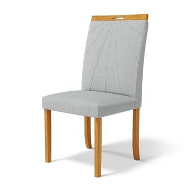 Kit Com 6 Cadeiras Maiara Madeira Maciça Estofadas Para Mesa De Jantar Linho Cinza 407