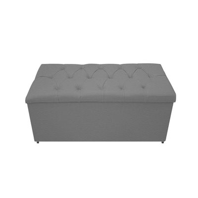 Kit Cabeceira Calçadeira Baú Estofada 90cm Solteiro Cinza