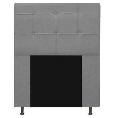 Kit Cabeceira Calçadeira Baú Estofada 90cm Solteiro Cinza