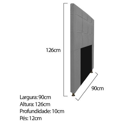 Kit Cabeceira Calçadeira Baú Estofada 90cm Solteiro Cinza