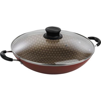 Frigideira Wok 32cm Antiaderente Tramontina Paris com Tampa de Vidro Cereja