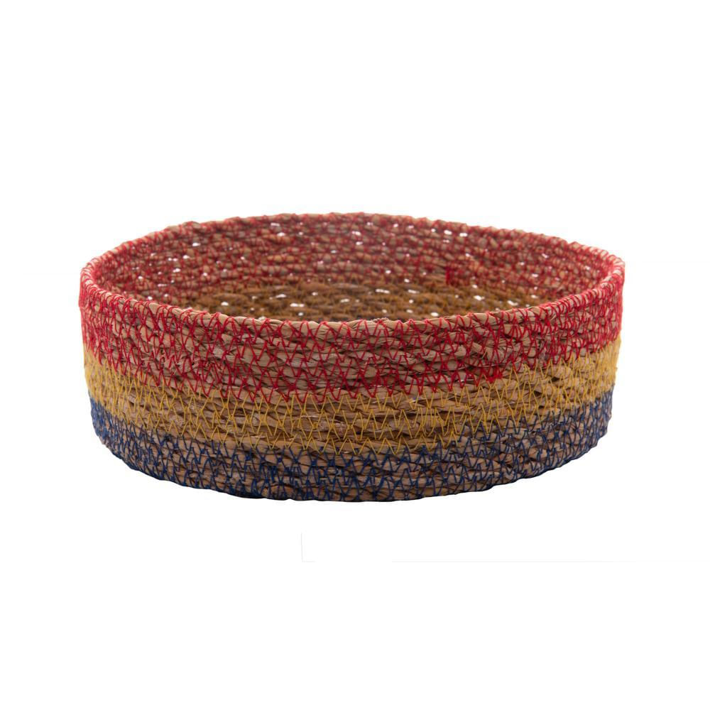 Conjunto 3 Cestas Redondas de Fibra Natural Multicolor