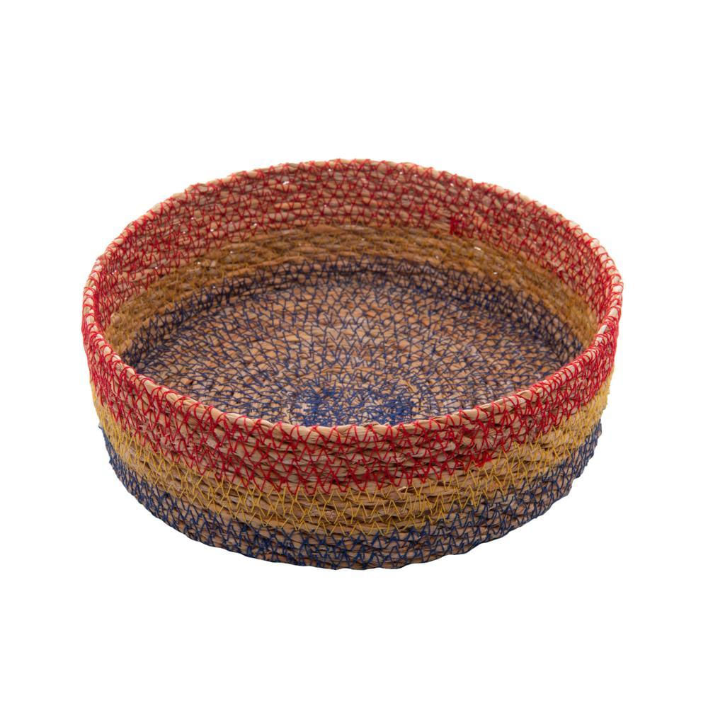 Conjunto 3 Cestas Redondas de Fibra Natural Multicolor
