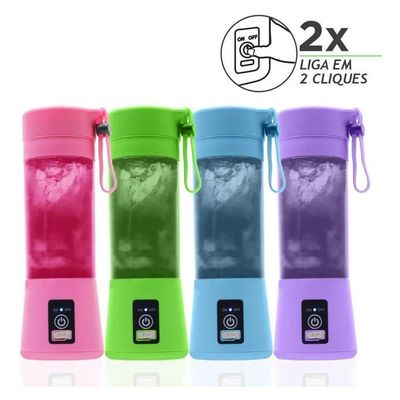 Mini Liquidificador Portátil Bateria Recarregavel - Rosa