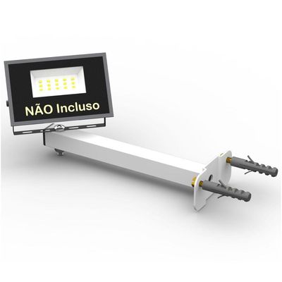 05 Suportes Refletor Base Reta Braço 20 Cm 5 Cjts - Branco