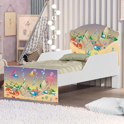 Mini Cama Fundo Do Mar Feliz Com Colchão