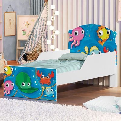 Mini Cama Fundo Do Mar Peixes Com Colchão
