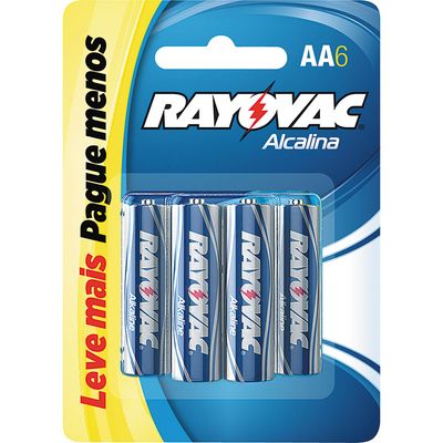 Pilha Pequena Alcalina com 6 Unidades Rayovac Leve + Pague -