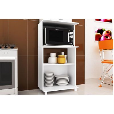 Balcão Multiuso Cozinha  BL3301 c/ 2 Portas e 2 Nichos 60cm Branco - Tecno Mobili
