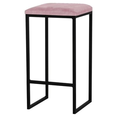 Banqueta Billie Base Preta Veludo Rosê Gran Belo