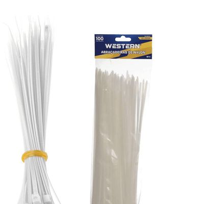 Abracadeira de NYLON Western 4,5 X 30CM com 100 Unidades Branco