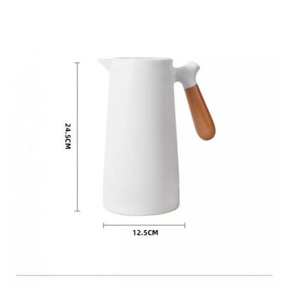 Garrafa Termica CafeClick com Cabo de Madeira 1 Litro Branca