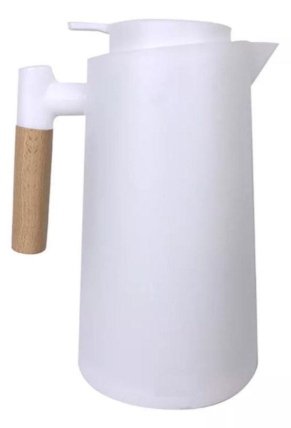 Garrafa Termica CafeClick com Cabo de Madeira 1 Litro Branca