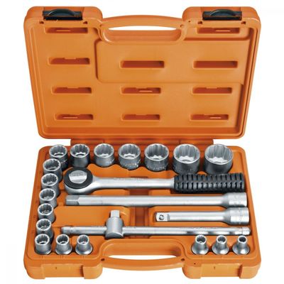 Maleta com Soquetes Estriados e Acessorios 1/2" Milimetros - 22 peças Tramontina PRO