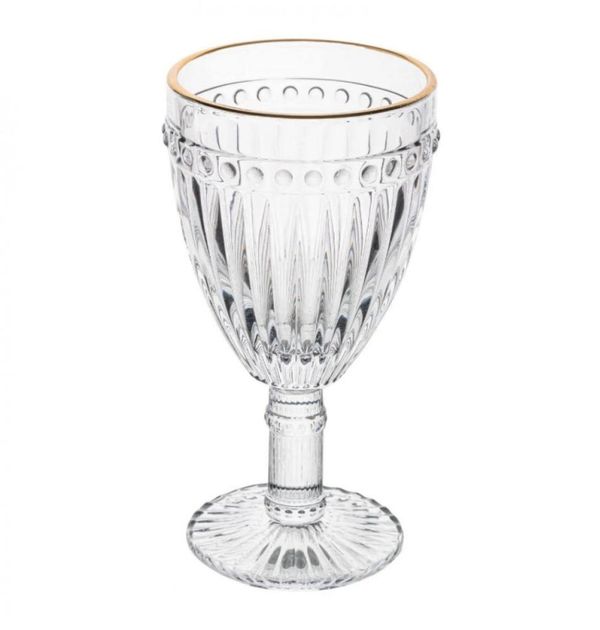 Taça de Agua de Vidro Filete Dourado Empire 325 ml - Lyor