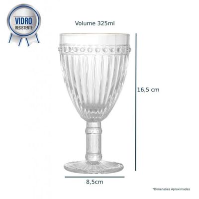 Jogo 2 Taça de Agua Filete Dourado Empire 325 ml - Lyor