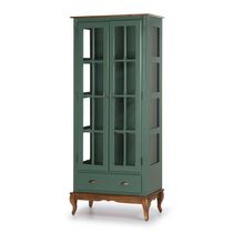 Cristaleira Lateral De Vidro Com 2 Portas, 1 Gaveta E 3 Prateleiras Cor Laca Verde Musgo