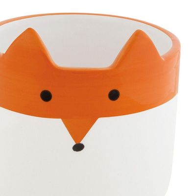 Cachepot Branco E Laranja Em Cerâmica 13cm