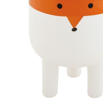 Cachepot Branco E Laranja Em Cerâmica 13cm