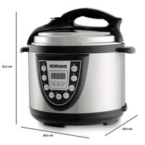 Panela De Pressão Elétrica Midi 5L Inox Com Preto 127V