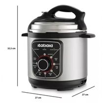 Panela de Pressão Eletrica Essencial 3L 700W Inox com Preto 127V