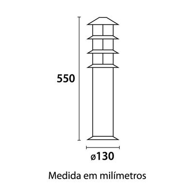 Poste Balizador Germany Oriental 55cm E27 Bivolt Preto Fosco