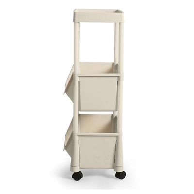 Kit 2 Carrinho Multiuso Prático 3 Prateleiras Em Plástico Com Rodízio - Creme