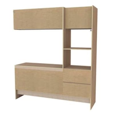 Cozinha Compacta Politorno Mov Evora MDP com 6 portas, 1 Gaveta e 1 Prateleira - 182cm de largura Cinza