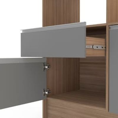 Cozinha Compacta Politorno Mov Evora MDP com 6 portas, 1 Gaveta e 1 Prateleira - 182cm de largura Cinza