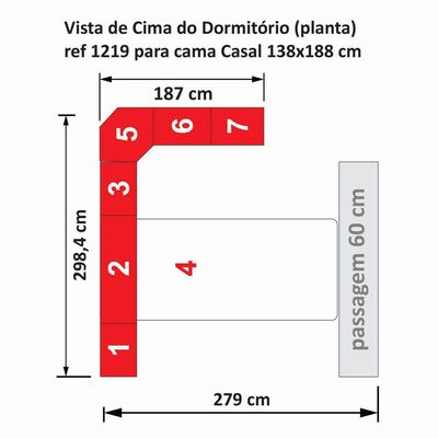 Dormitório De Casal Sem Cama 1219s Castanho