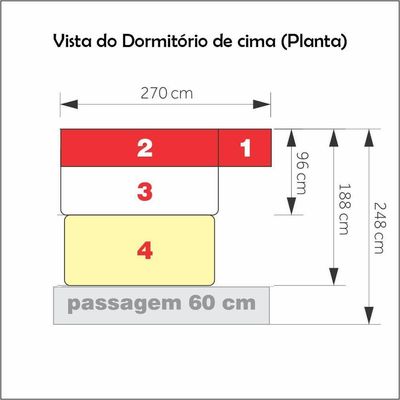 Dormitório De Solteiro Transversal 1326 Direito Carvalho Claro