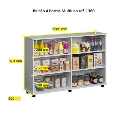 Balcão De Cozinha 4 Portas 1360 Ilan