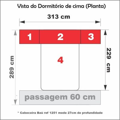 Dormitório Queen Size Sem Cama 1223s Carvalho Claro