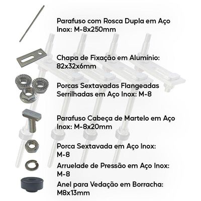 Estrutura Painel Solar Suporte Parafuso Telhado - Kit 4 Un
