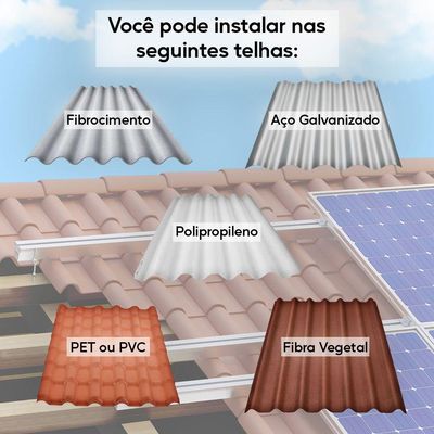 Estrutura Painel Solar Suporte Parafuso Telhado - Kit 2 Un