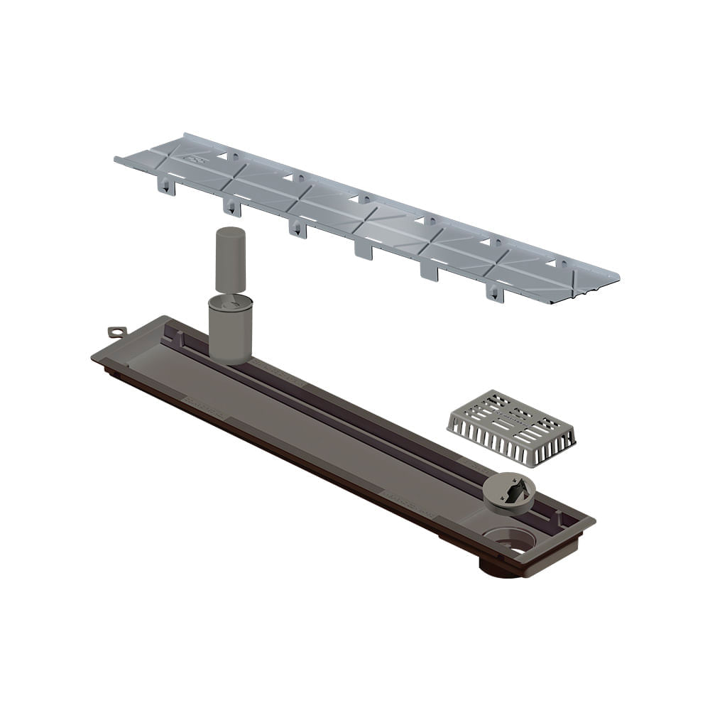 Ralo Linear Elleve Versatile 4251 50cm Saída na Extremidade com Tampa Oculta