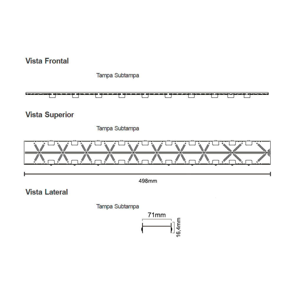 Ralo Linear Elleve Versatile 4251 50cm Saída na Extremidade com Tampa Oculta