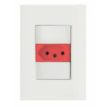 Conjunto 4x2 com 1 Tomada 2P+T 20 A 250 V Tramontina Giz Vermelho e Branco