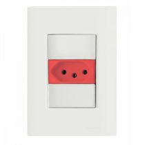 Conjunto 4x2 com 1 Tomada 2P+T 20 A 250 V Tramontina Giz Vermelho e Branco