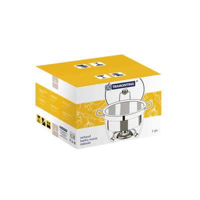 Rechaud Tramontina Redondo em Aço Inox Banho Maria com Suporte para Tampa e Fogareiro 7 L