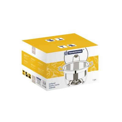 Rechaud Tramontina Redondo em Aço Inox Banho Maria com Suporte para Tampa e Fogareiro 7 L