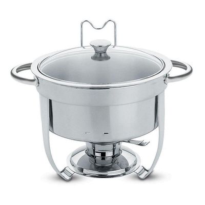 Rechaud Tramontina Redondo em Aço Inox Banho Maria com Suporte para Tampa e Fogareiro 7 L