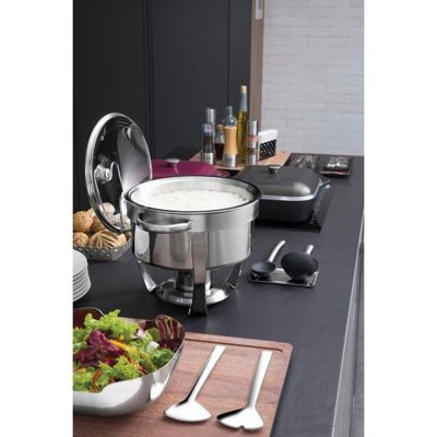 Rechaud Tramontina Redondo em Aço Inox Banho Maria com Suporte para Tampa e Fogareiro 7 L